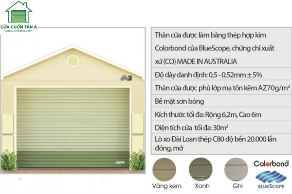 cua-cuon-tan-a-1 (1) Cửa cuốn tấm liền hợp kim BLUESCOPE Colorbond (Series 1)